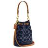 New COACH Signature Fabric With Cow Leather Bucket Bag, Shoulder Bag, Crossbody Bag, Handbag Mini Women's Denim Blue CY740-IMXIA