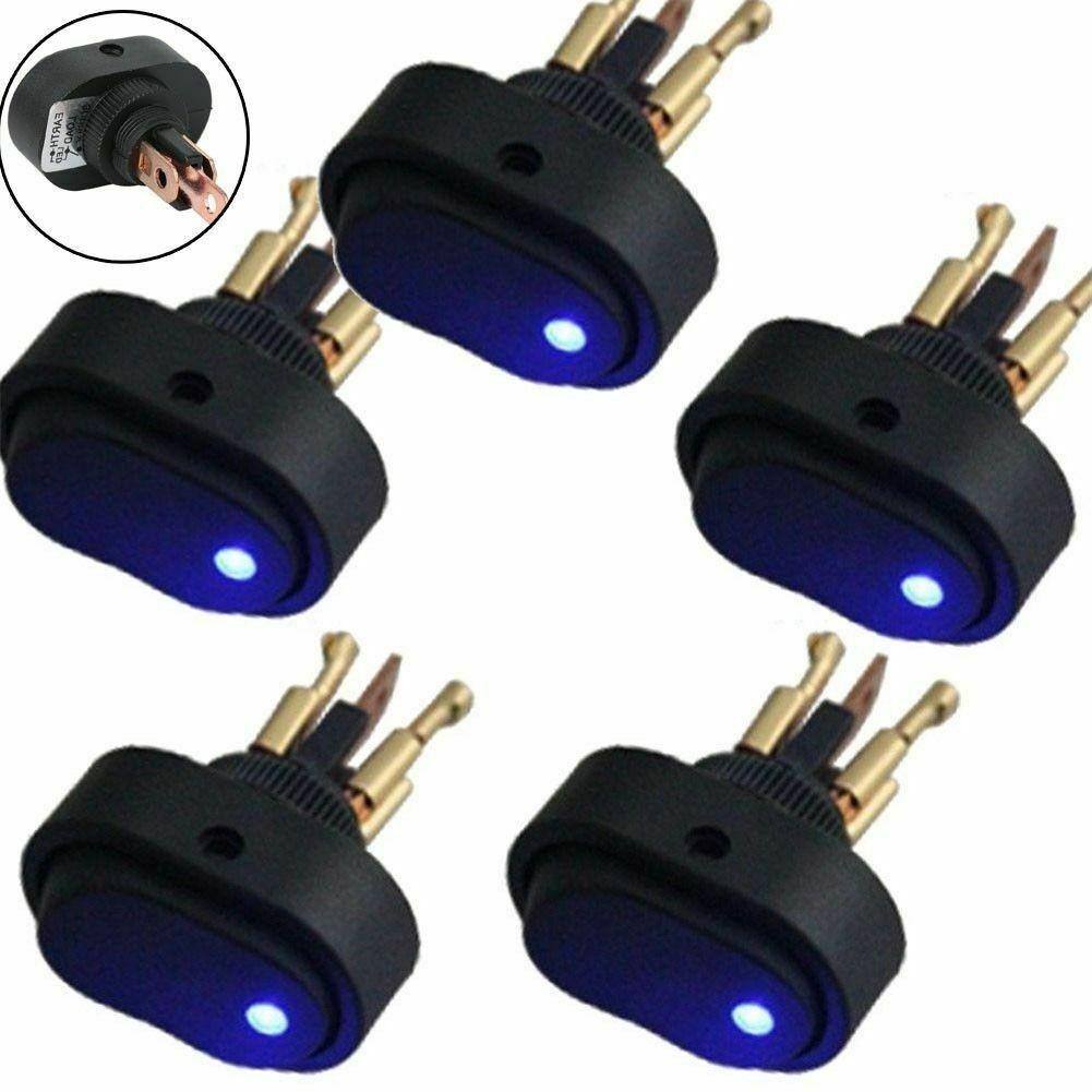 

5 X 12V 30A 30A Сверхмощный Синий Светодиодный Тумблер Вкл/Выкл Автомобиль Лодка 5pcs
