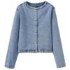 Fashion Style Autumn New Women's Clothing Loose Slimming and All-Matching Decorated Row Button Denim Jacket Short Coat 6164160