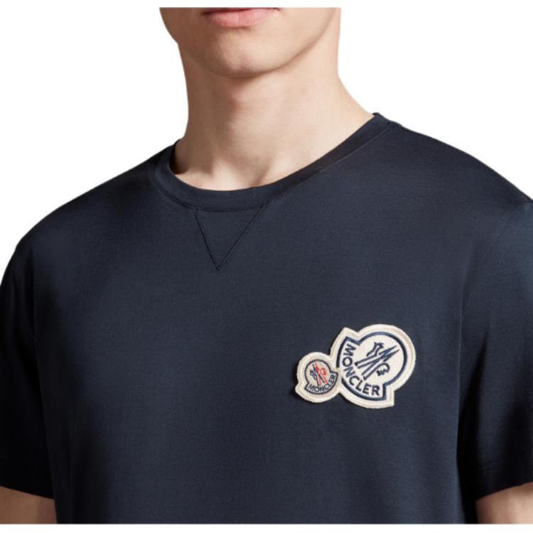 Moncler Logo Round Neck Short Sleeve T-Shirt Men tops Dark-Blue K1-091-8C00076-8390Y-773