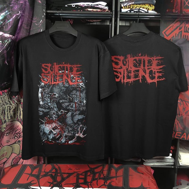 

2025 Suicide Silence Metal Band 100% Cotton T-Shirt Mens Summer Fashion Street Trend Short Sleeve Comfortable Loose Men Clothing S