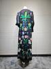 MQ236 Women's Middle Eastern Fashion: Printed Abaya Robe with Hijab & Cardigan, Large Swing Overcoat