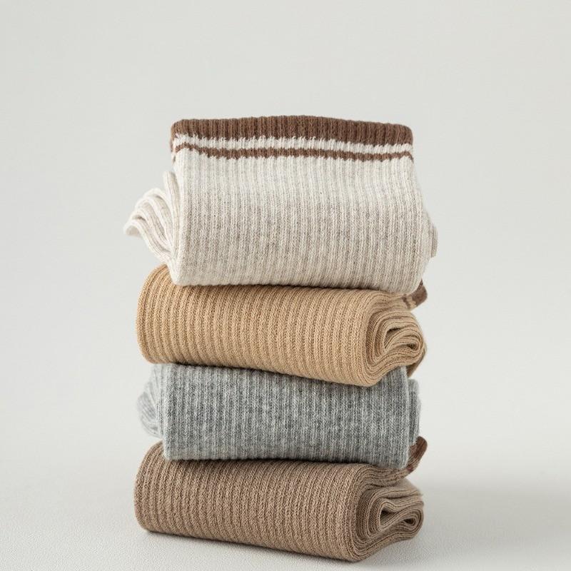 5/10 Pairs Maillard Stripes Simple High Elastic Casual Girls Socks Korean Style Socks for Women