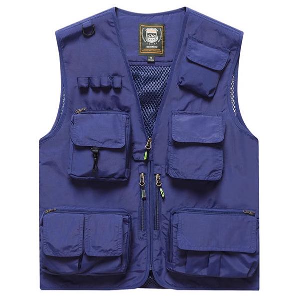Men's Multi-Pocket Outdoor Fishing Photography Vest, V-Neck Sleeveless Plus Size Workwear 7898 Thin Design
