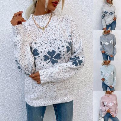 Women's Knitwear Christmas Snowflakes Half Turtleneck Christmas Sweater