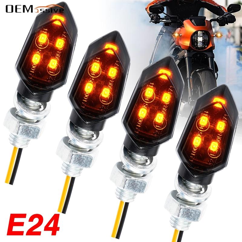 Smoked LED Turn Signal Light Blinker Amber 8mm Bolts Indicator Light Front Rear Tail Flashers Waterproof Motorcycle Accessories