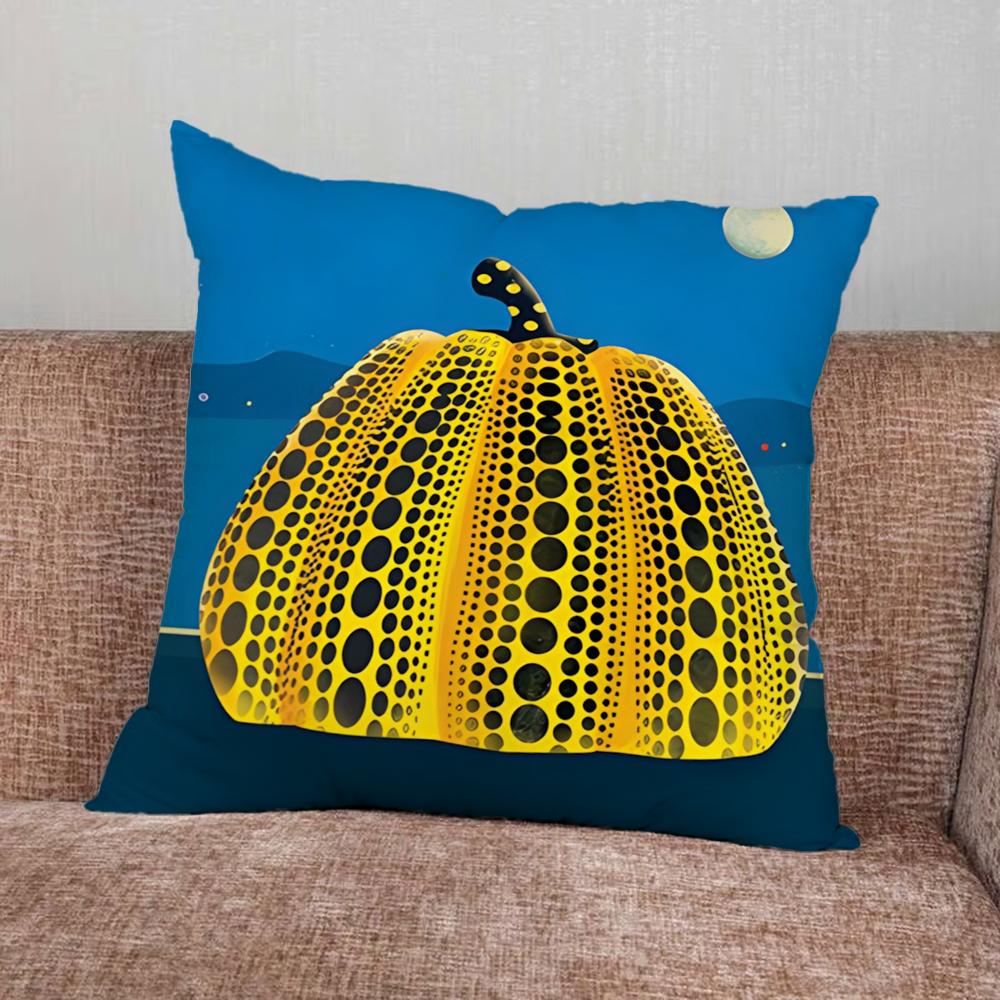 Pumpkin Yayoi Kusama Art Pillow Case For Home Bedroom Car Office Decoration Living Room Sofa Cushion Cover Suitable