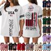 Damen Casual Mode V-Ausschnitt Sport Unabhängigkeitstag Druck Kurzarm Sport T-Shirt Top