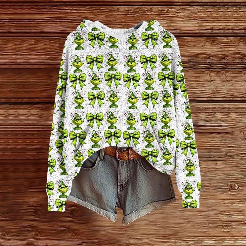Sweatshirts For Women Knit Sweater Cute Shirt Fall Pullover Hooded Sweatshirt