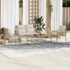 VidaXL Garden Lounge Set with Cushions 4 Pcs Beige Braided Resin, Outdoor Sofa Set, Garden Lounge, Set 368730