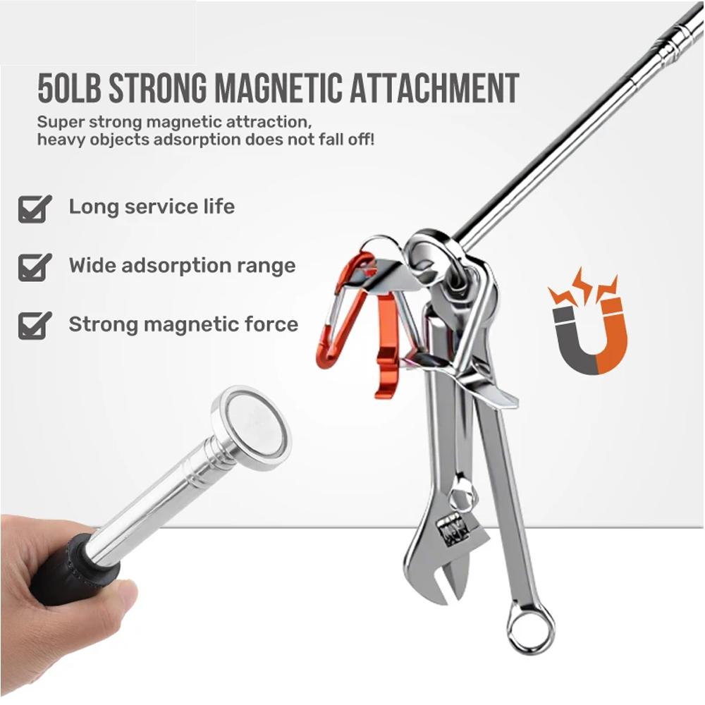 50LB Strong Magnetic Retractable Telescopic Stainless Steel Pen Style Pickup Magnet Stick Tool for Hard To Reach