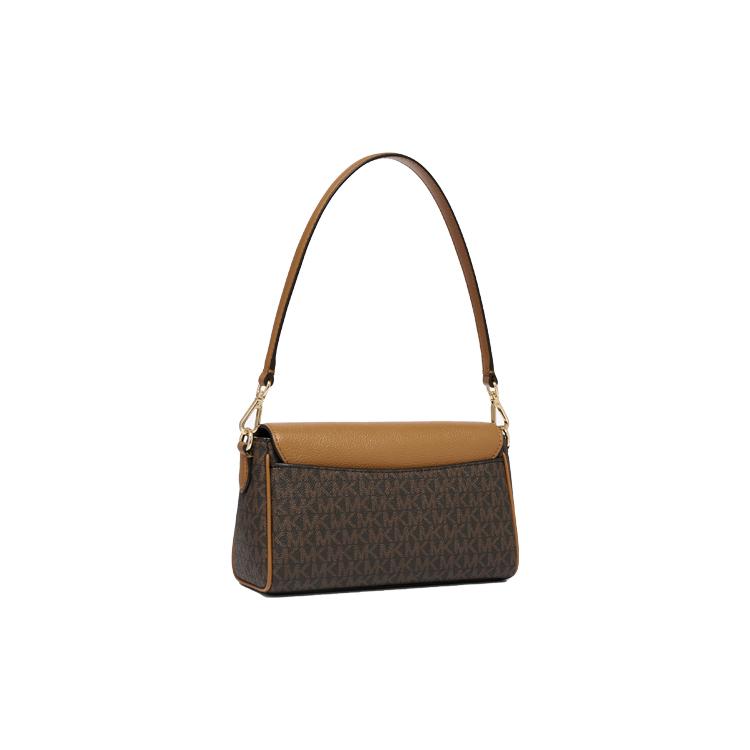 New MICHAEL KORS Fleur Cow Leather Baguette Bag Shoulder Bag Small Women's Dark Brown & Black 32F3G6FC1B-292