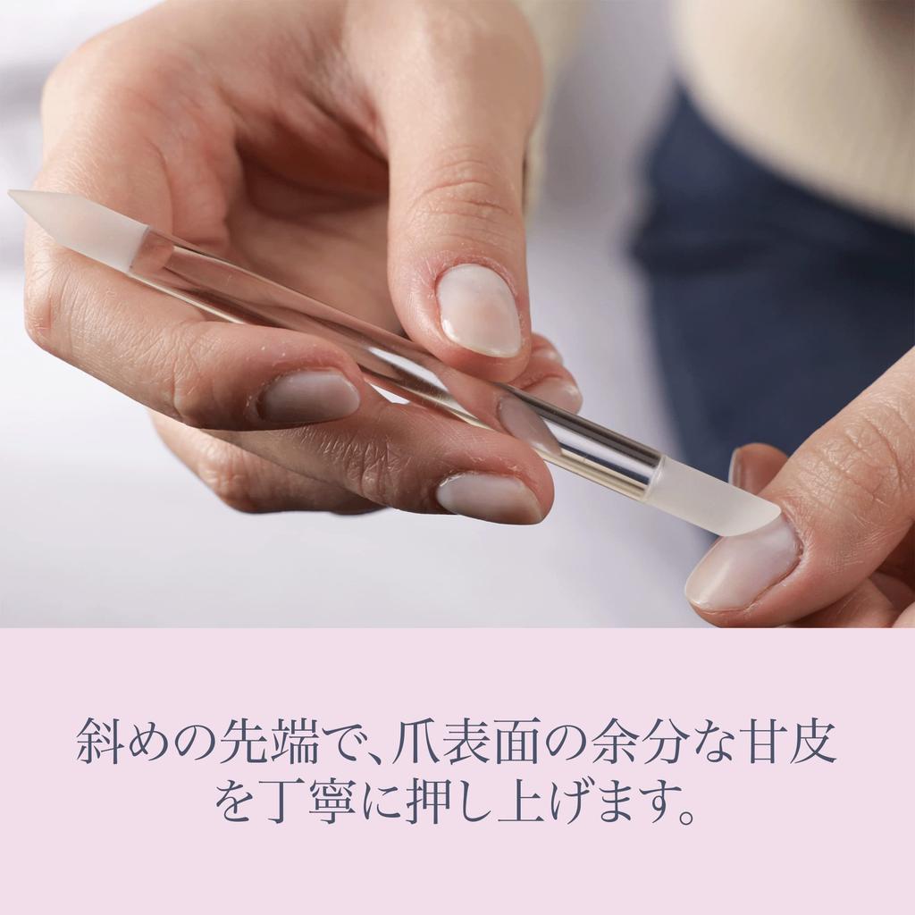 BONA FIDE BEAUTY Cuticle Pusher Set of Clear Cuticle Nail Bohemian Sweet Remover [Czech Glass] 2, & Pink, Double-Sided Care, Preparation, Glass,