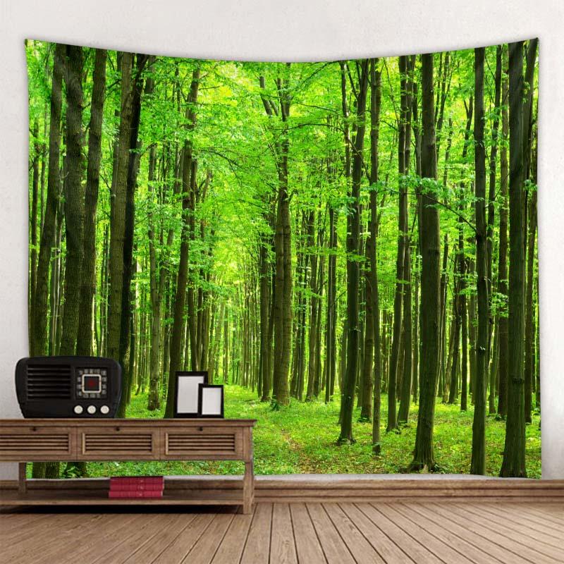 Green Jungle Tapestry Beautiful Natural Forest Large Wall Hanging Hippie Bohemian Mandala Wall Art Home Decoration 8 Sizes
