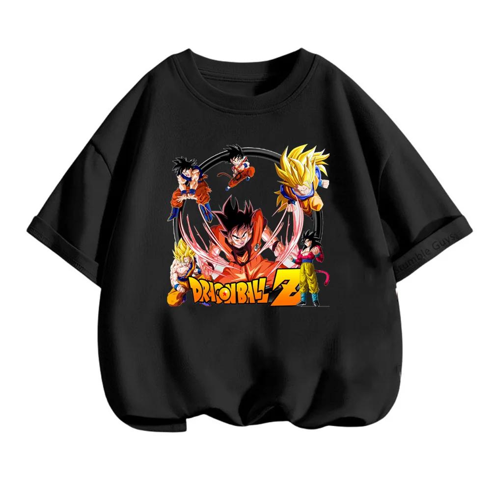 2025 MINISO Summer 4-14 Children  Dragon Ball Z TShirt Son Goku Anime Teen Clothes Fashion Casual T-shirt Boy Clothes Girls Kawaii Kids Tops