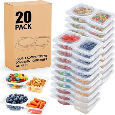 20 Pièces Contenants Réutilisables pour Snacks avec Couvercles Contrôle des Portions Contenants Pack de Snacks Contenants à Double Compartiment