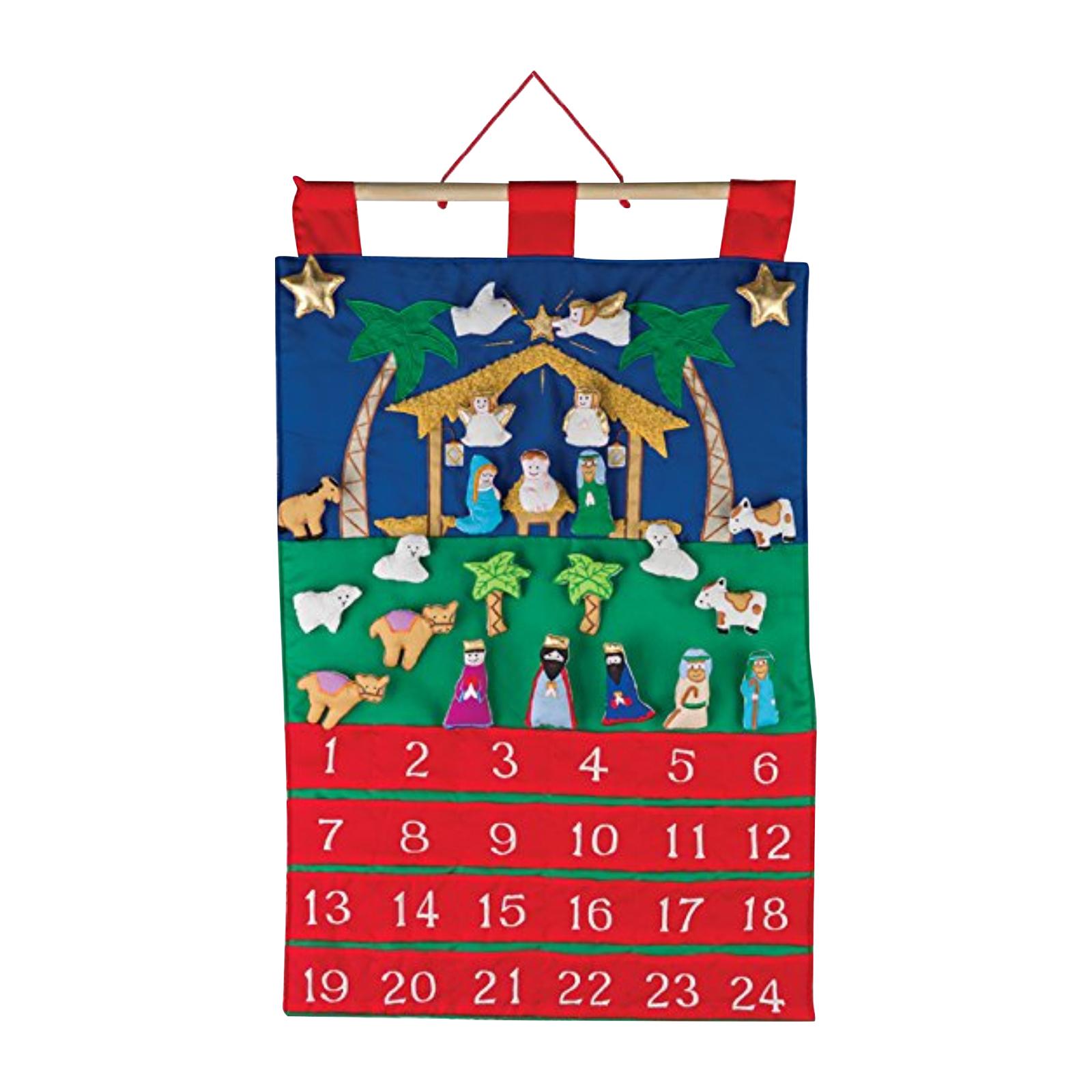 

Advent Calendar By Christmas. Countdown To Christmas With Cute Manger Scene Calendar. Quality Fabric Stitching. Use Year After Year One Size