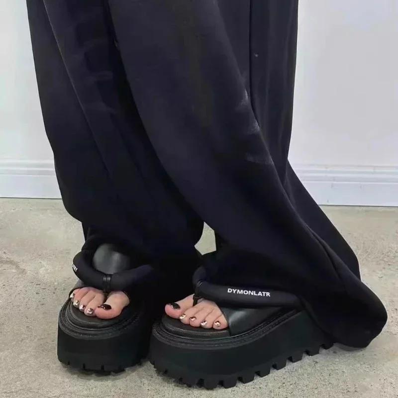 Fashion Open Toe Women Wedge Sandals Thong Flip Flops Platform Slippers Summer Beach Outdoor Slides Woman Height Increased Sandles