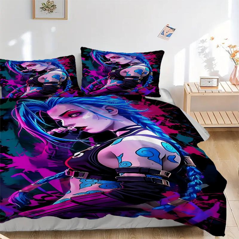 

3 шт. Комплект постельного белья Jinx для дома-Универсальный трехсекционный комплект для спальни, гостевой комнаты, гостиной, отеля-Идеальный подарок для фанатов, путешественников, Да 135x200cm