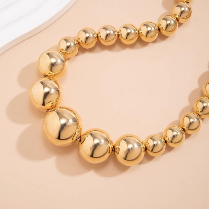 Módní řetízek s velkými korálky Nastavitelný choker Řetízek na klíční kost Doplněk Náhrdelník s korálky inspirovaný vintage