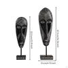 2 Pieces PanCultural Masks with Stand HandPainted Decorative Faceplate Sculptures Geometric