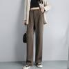 Fashion New Solid Straight Casual Wide Leg Pants Women Elegant Slim Fit High Waist Suit Pants Women Pockets Simple Office Ladies Trousers 25896