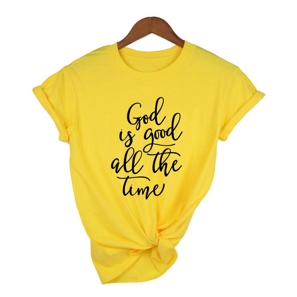 God Is Good All The Time Jesus Slogan Women T Shirts Summer Aesthetic Faith Religion
