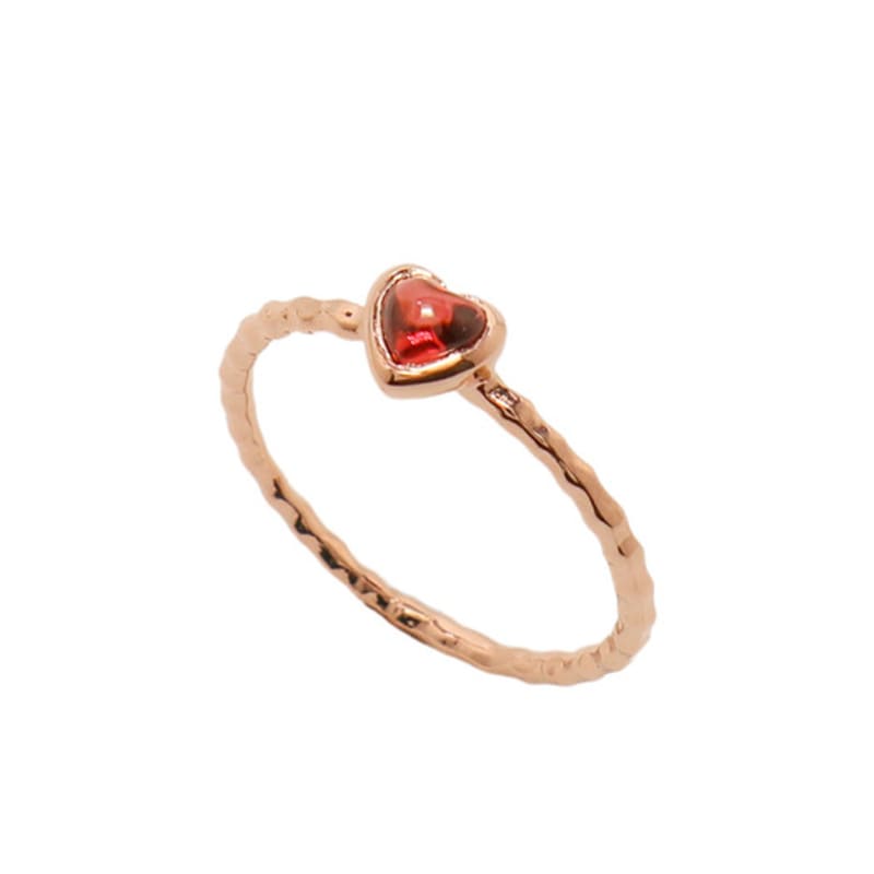 UNI.J Heart Garnet Rose Gold Ring Ir260