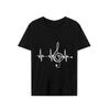 Men's Black Shirts Short Sleeves T-Shirts Oversized Summer Tops Music Note Heartbeat Funny Tshirts for Men Design Music Tee Tops