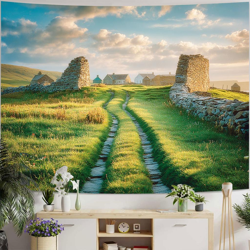 Hochland Alter Pfad Thema Digitaldruck Polyester Wandbehang Wandteppich Dekorativ Wohnzimmer Schlafzimmer Büro Hintergrund Geschenk