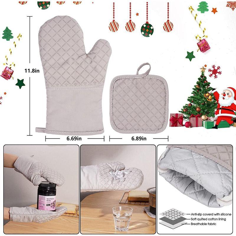 Gute Topflappen und Ofenhandschuhe Hitzebeständig 4 Stück Dicke Baumwolle Rutschfeste Ofenhandschuhe Küchenuntersetzer für den Ofen