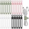 25pcs Color Cord Ties Silicone Cable Wire Ties Buckle Design Reusable Soft Data Cord Wraps For Earphone Wire USB Charging Cable