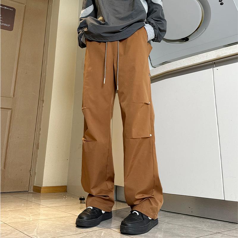 Spring and Autumn Men's Casual Outdoor Charge Pants Windproof Versatile Loose Overalls Trend Straight Wide Leg Pants