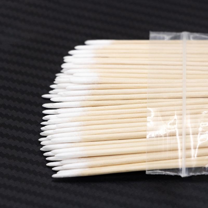 100Pcs Double Ended Precise Beauty Cotton Swabs User Friendly Wooden Stick Makeup Tool for Professional Correction Use
