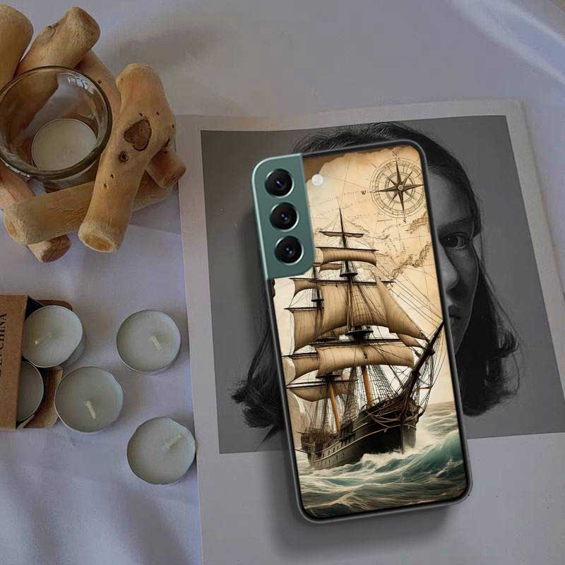 Compass Map Voyage Phone Case For Samsung Galaxy S22 S25 Ultra S21 S10 Plus S26 Edge S20 S23 S24 FE Cover Silicone Soft TPU