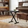 Folding Piano Stool Black X-Shaped Frame Upholstered