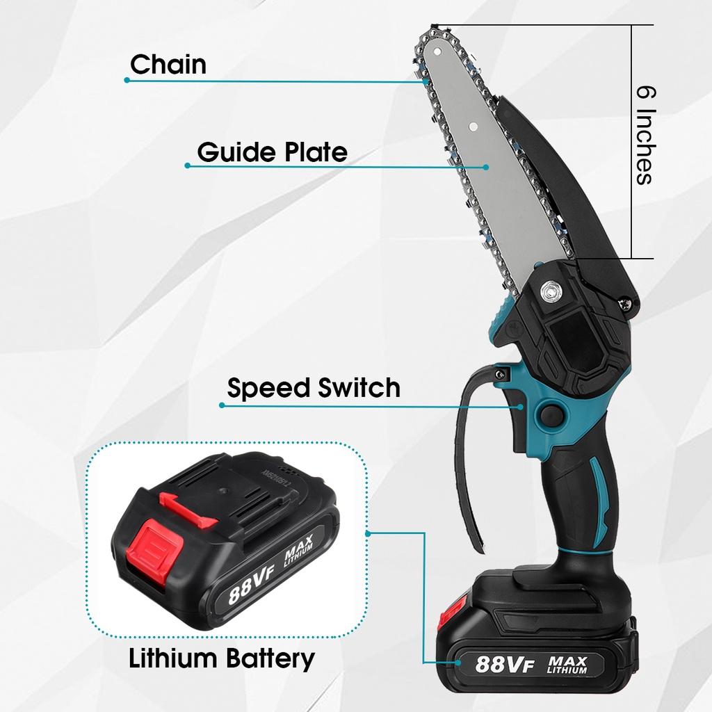 2000W 6 Zoll Wiederaufladbare Kettensägen Einhand Lithium-Akku Holzschneider Elektrische Kettensäge