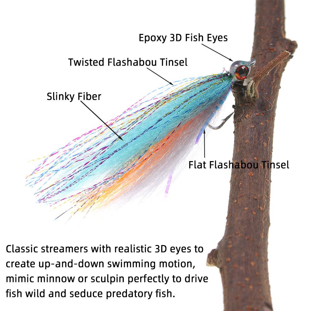 1PC 3D Epoxy Fish Eyes Minnow Streamer Synthetic Fiber Artificial Bait Trout Bass Salmon Bluefish Tarpon Steelhead Fishing Lure