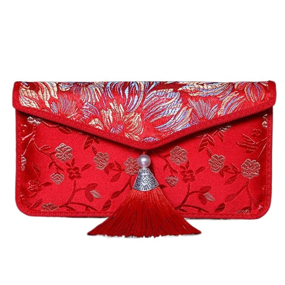Money Spring Festival Wedding Betrothal Silk Cloth Red Packet Gift Bag Red Bag Red Envelope H