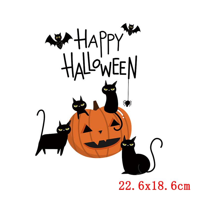 Cartoon Animal Applique Iron On Transfer Funny Pumpkin Heat Transfer Patch For Clothes Hippie Cat Thermal Stickers On Clothes
