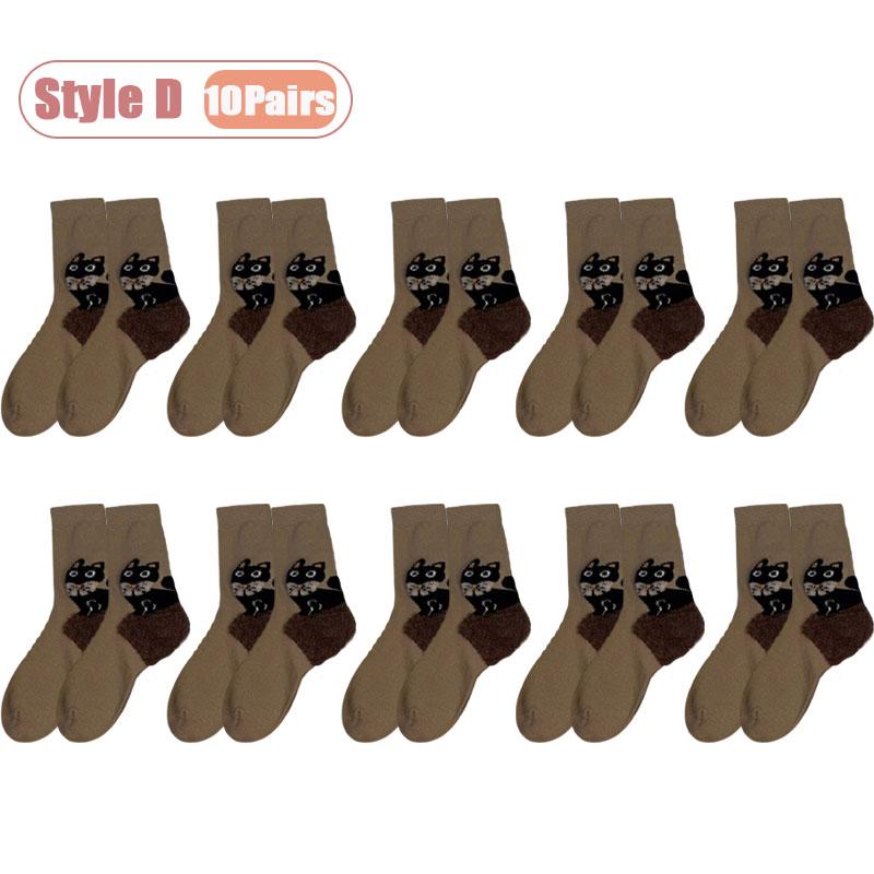 Boneless Cat Feather Yarn Socks High Tube Stackable Design Breathable Warm Winter Cartoon Womens Mid Calf Ankle Socks