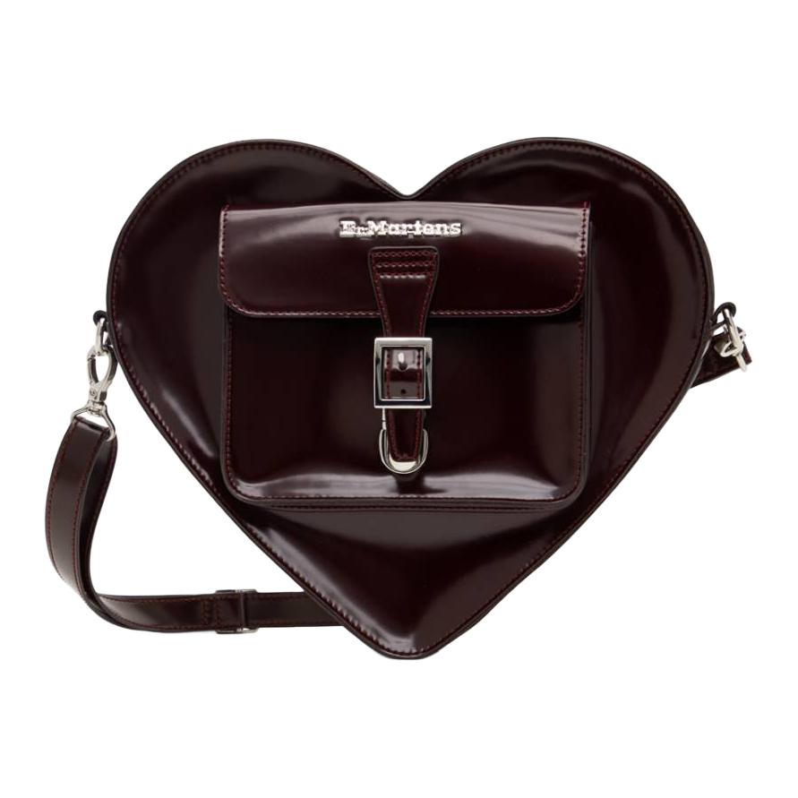 Ny Dr.Martens Lær Hjerteformet Veske, Ryggsekk, Skulderveske, Skulderveske Dame Burgund AD015601
