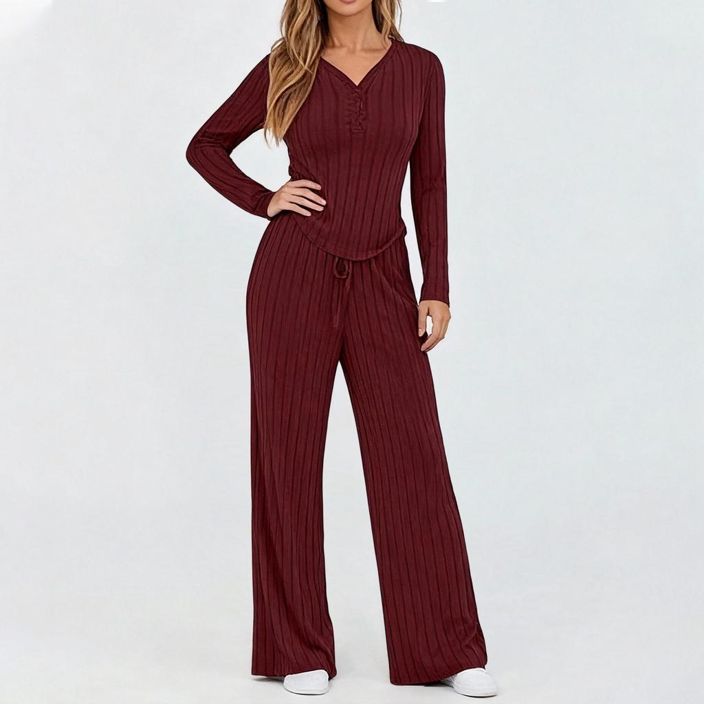 Women's 2 Piece Solid Color Casual Sportswear Long Pants Set