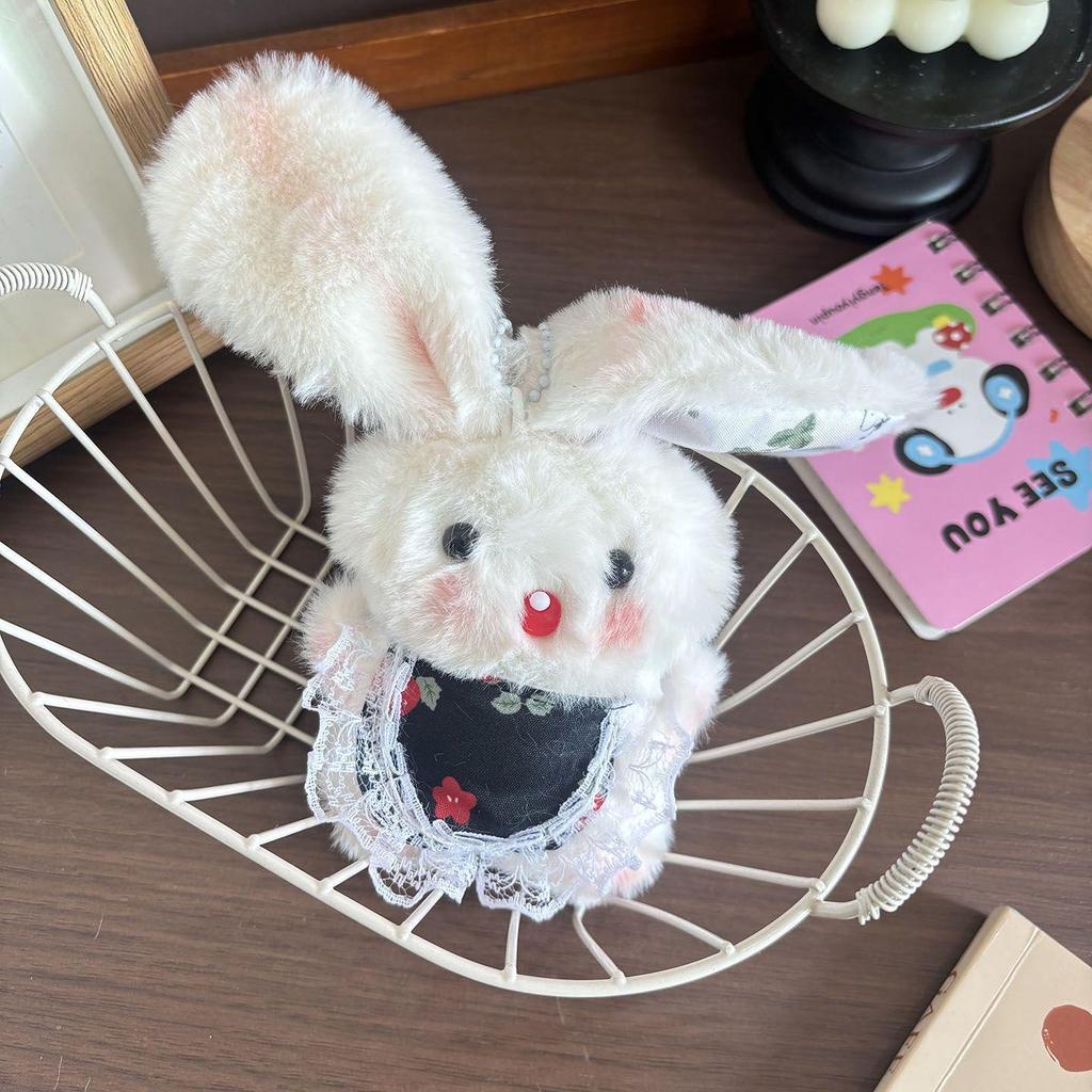 Sevimli Peluş Tavşan Bebek Anahtarlık - Sesli Uzun Kulaklı Tavşan Kolye Ucu Dekorasyonu