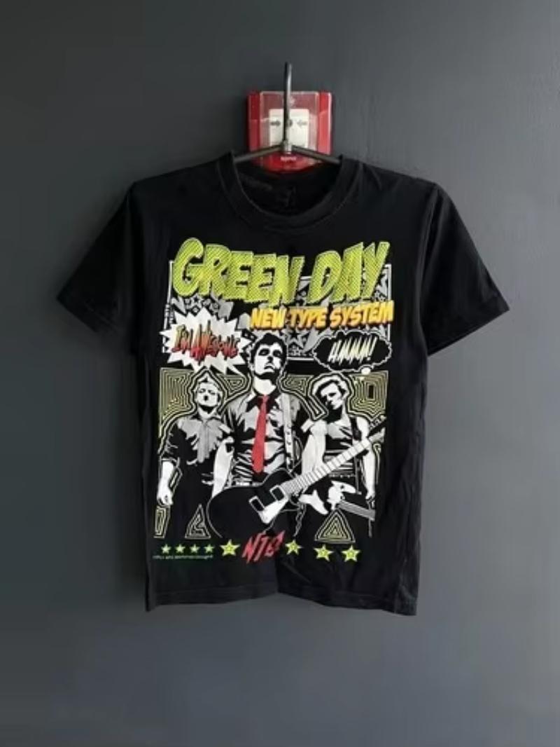 

Green Day American Idiot Hysteria Футболка Чоловіча Рок Музика Класичний Гурт Футболка Чорна Оверсайз Футболка Вуличний Стиль Harajuku 4XL