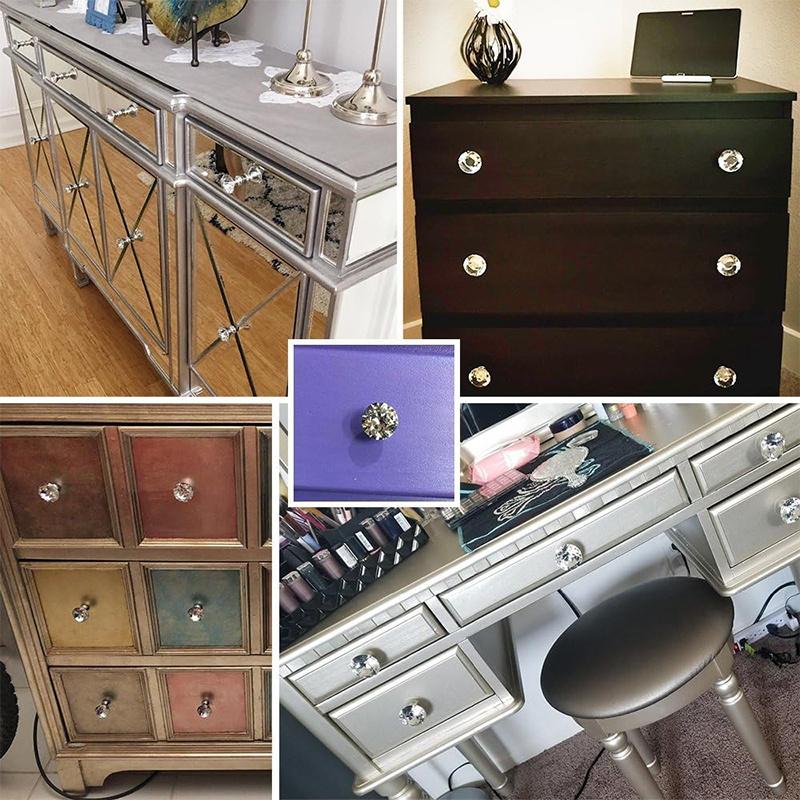 4/8 Stück Klare Rosa Runde Diamant Glas Knöpfe, Kristall Möbelgriffe mit Schrauben & Schraubendreher für Schubladen & Schränke