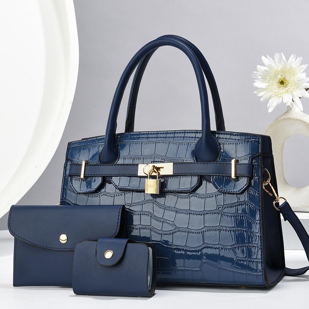 Women's Bag, Stone Pattern Handbag, Mother and Child Bag, Three-piece Set, Large-capacity Shoulder Bag.