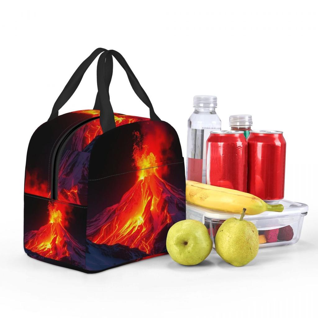 Volcano In The Snow Insulated Lunch Bag for Women Office Cooler Thermal Food Box Tote Portable Lunch Boxes Container