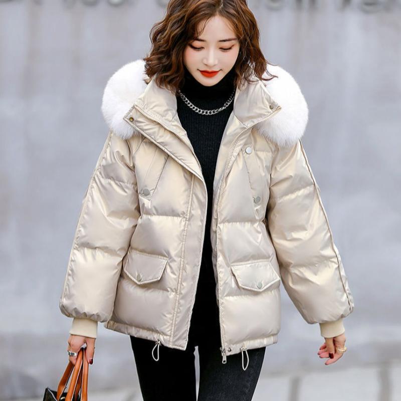 Winter Women's Fashionable Versatile Shiny Loose Warm Coat