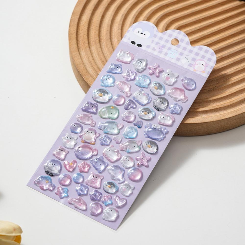 Embossed Animal 3D Crystal Sticker Melody PVC Cartoon Animal Sticker DIY Crafts Relief Decorative Sticker Water Cup Decoration